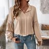 Women Casual Long Sleeve V Neck Blouse Solid Color Chiffon Top Tee Shirt Street Wear Ladies TShirt