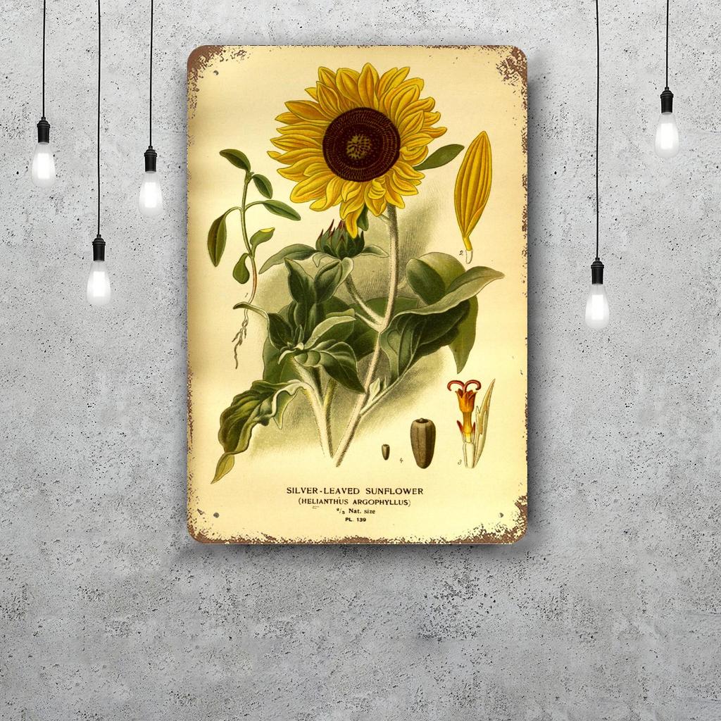 Sunflower Vintage Tin Sign Home Decor Wall Decor Art Wall Mural Room Decoration Decor Retro Metal Sign Plate Bar Posters