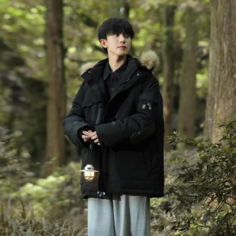 Padded jacket men's autumn and winter 2025 new trendy thickened charging padded jacket casual hooded cargo cotton jacket