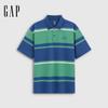 Men's Striped Logo Embroidered Polo Shirt
