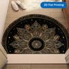 1 Stück Schwarze Goldene Mandala Halbkreis Willkommens-Fußmatte Rutschfest für Außenbereich Terrasse Veranda Küche Badezimmer Eingangsbereich Bodenmatte