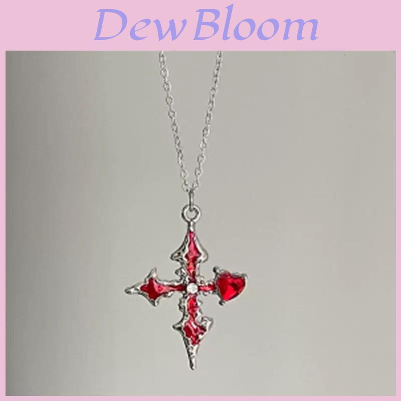 Dark Fantasy Purple Heart Cross Necklace With Alloy Pendant For Fashionable Women