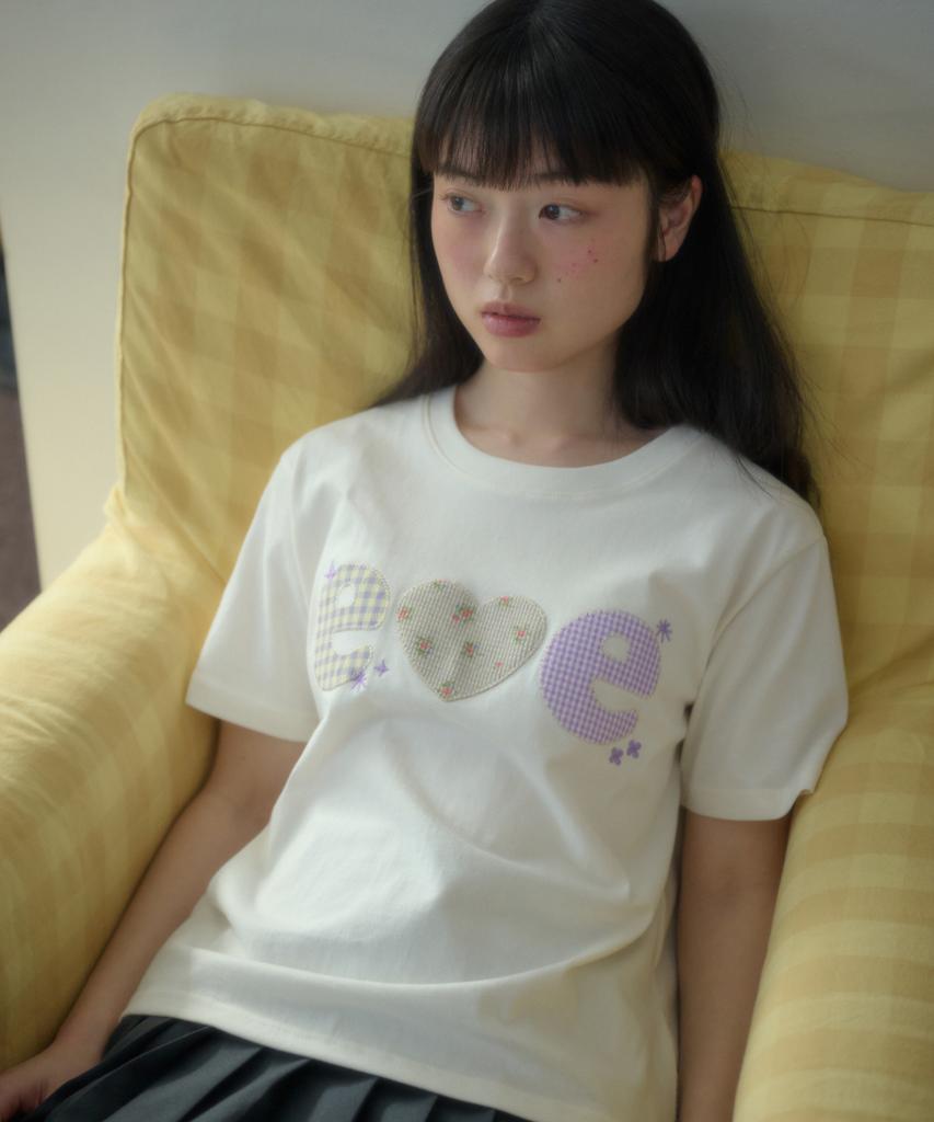 AMBLER Check Flower Graphic Short Sleeve T-Shirt As1311 (Ivory)