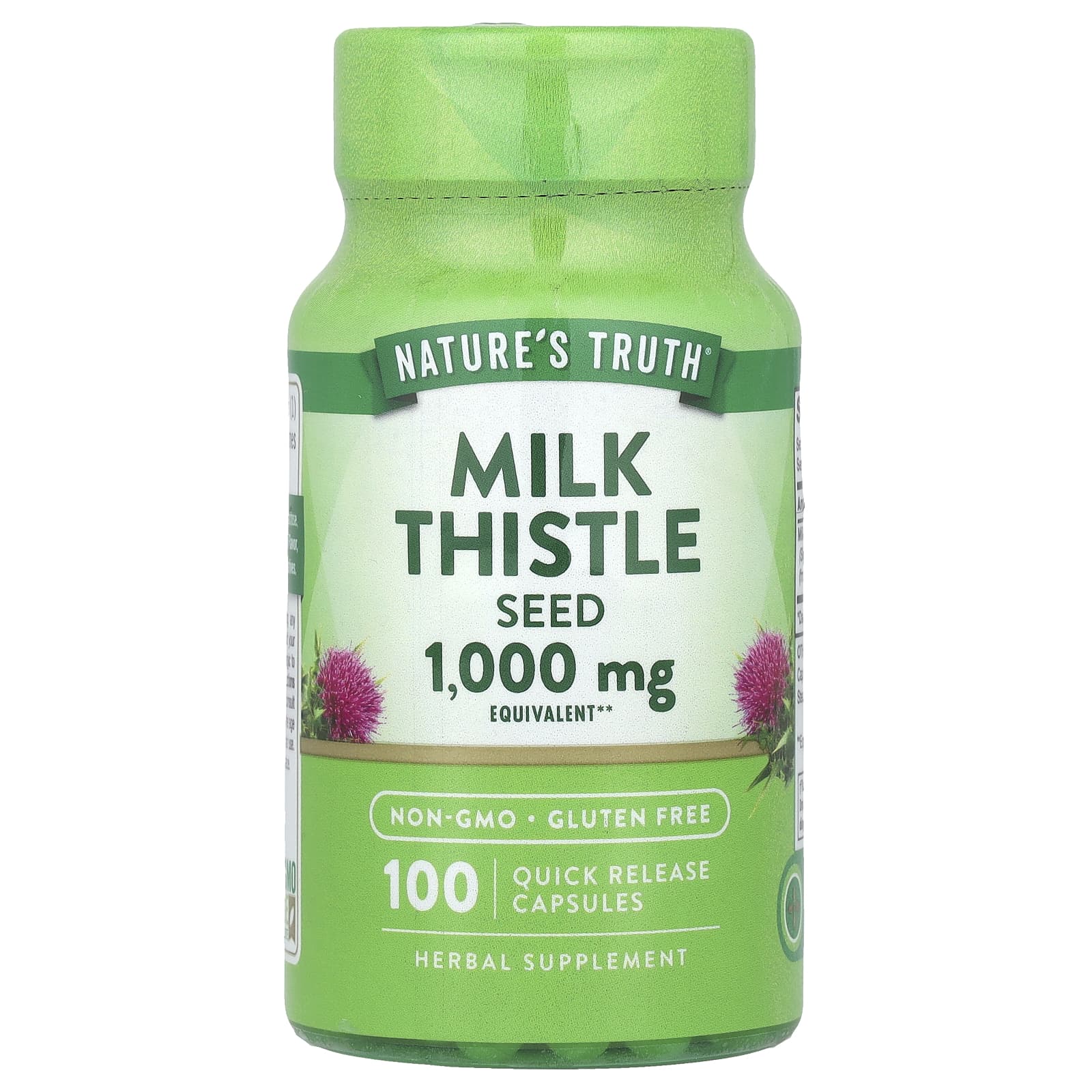 

Nature S Truth, Milk Thistle Seed, 1,000Mg, 100 Rapid Release Capsules