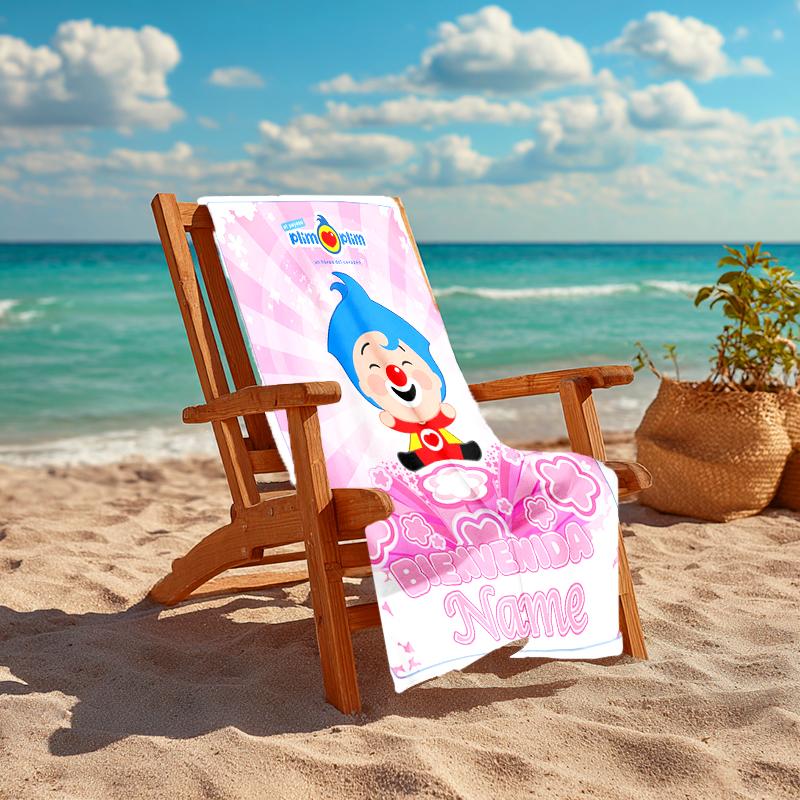 Personalized customized proof beach towel with plim plim pattern - soft, absorbent,quick-drying,perfect swimming,camping&bathing