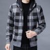 Men Jacket Plaid Pattern Breathable Polyester Sweater Hoodie for Winter