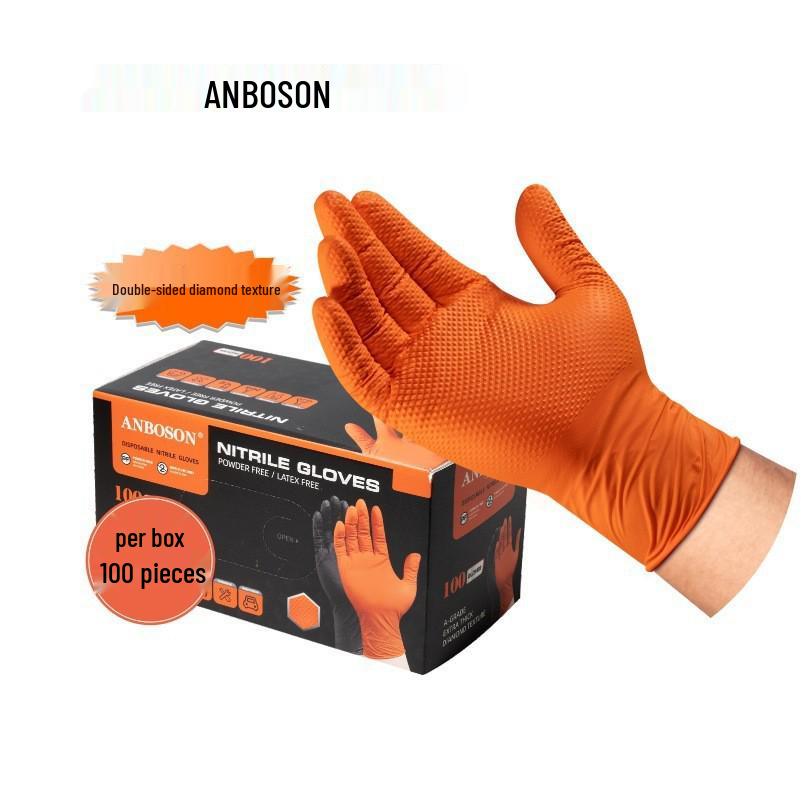Anbo Chen Extra-Thick Diamond Pattern Food-Grade Nitrile Gloves for Kitchen and Housework