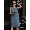 Retro French Sleeveless Backless Denim Dress - 2026 Women's Summer Loose Slimming Short Skirt