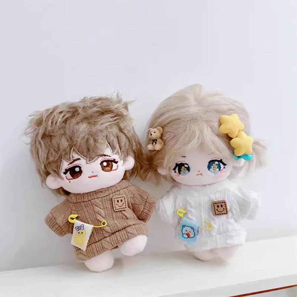 niannyyhouse 10cm-15cm Plush Toy with Cartoon Pattern Sweater, Knit Jumper, Dress-Up, Cotton Doll, Accessories (White)