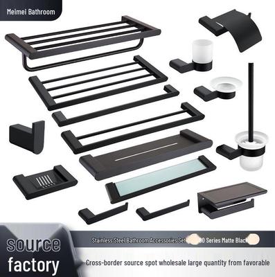 Stainless Steel Bathroom Storage Set: Towel Rack, Toilet Paper Holder & Clothes Hook