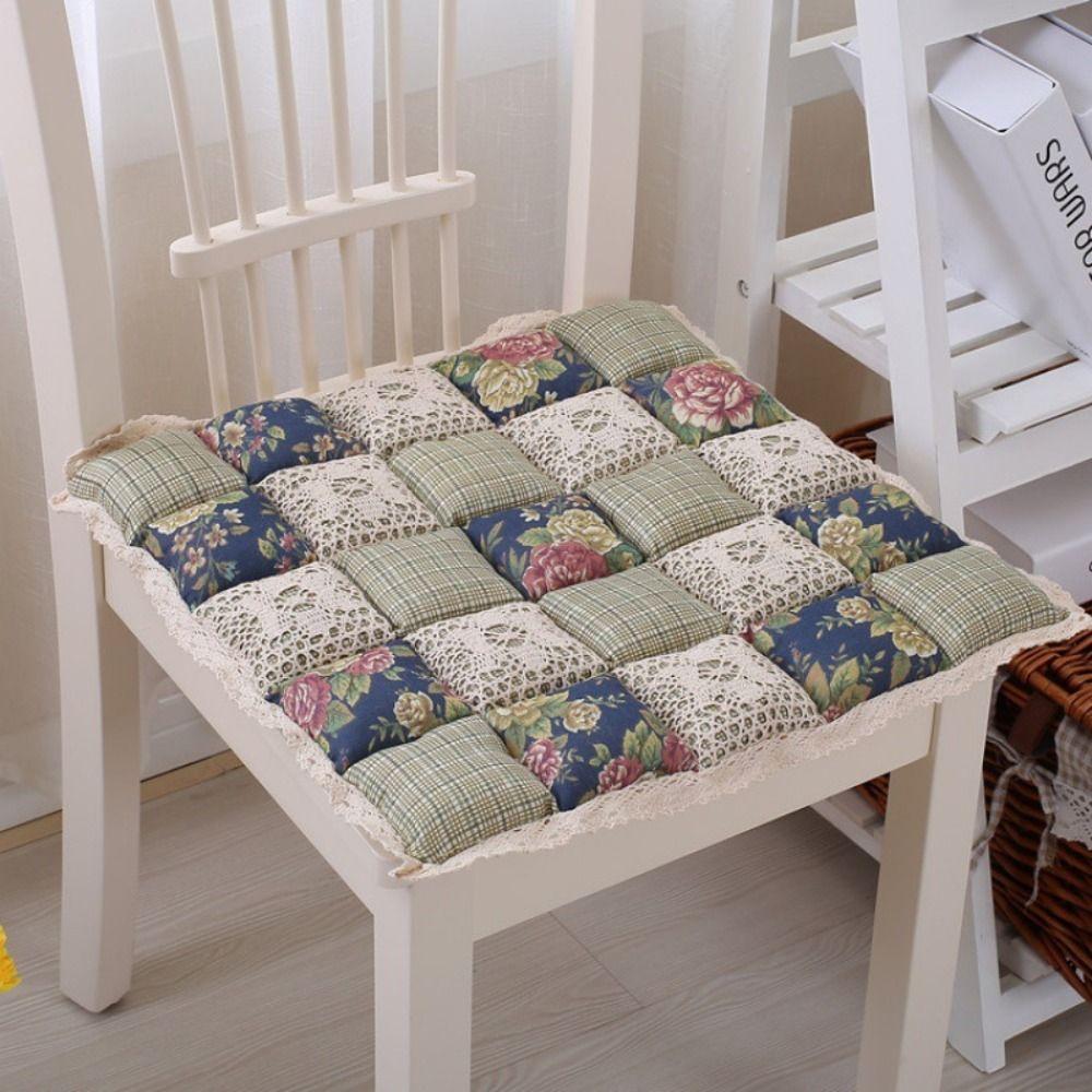 Square Cotton Chair Pad Thicker Seat Cushion Soft Flower Style Chair Cushion  Home