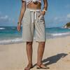 Women's Casual Summer Vacation Striped Shorts Elastic Waistband with Drawstring Pockets Loose Fit Comfortable Beachwear