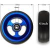 Wheelchair Front Caster Wheel, 4" PU Solid Tire with Aluminum Alloy Hub, Bearing I.D. 8mm, Swivel Caster Replacement