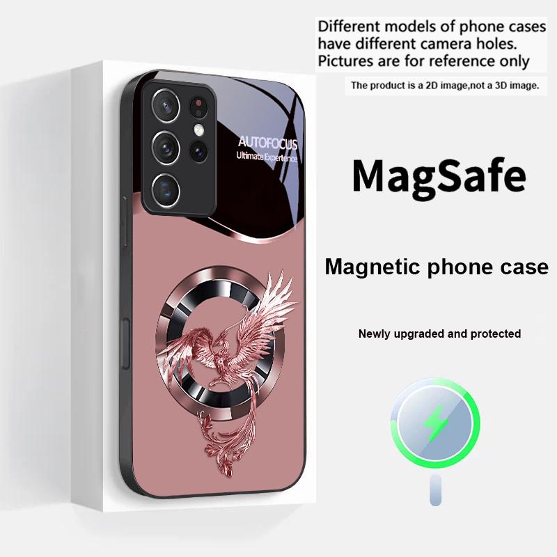 

Handsome Pink Phoenix For Samsung S25 S25 Edge S25Ultra S8 9 10 20 S21 Pro S22 Plus S23 FE S24 Ultra Magsafe Glass Phone Case Galaxy S23+