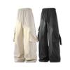 Mens Drawstring Waist Wide Leg Cargo Pants Casual Trousers