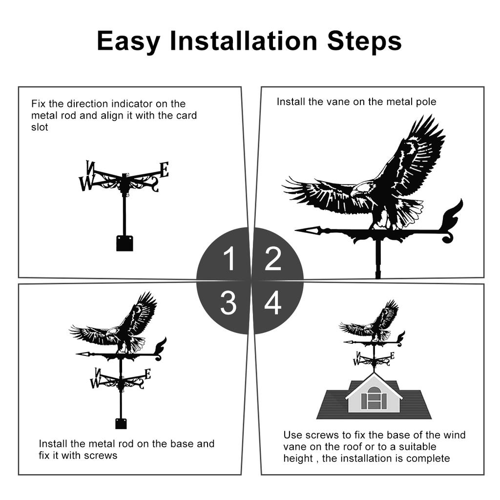 Wetterfahne aus Metall, rostfrei, für den Hof, Hahn, Tiere, Meer, Rover, Windrichtungsanzeiger für die Dekoration von Terrassendächern im Freien