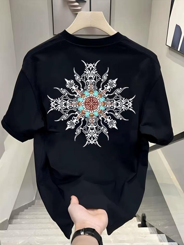 Summer Pure Cotton CoolTrendy TShirt American Style Printed Casual ShortSleeved Round Oversized T Shirt Kpop Yk Top