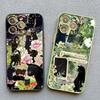 Retro Black Cat White Kitten Illustration Phone Case For iPhone 17 16 15 14 13 11 12 Pro Max Mini 15 16 Plus Case Cute Cartoon