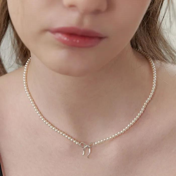 (Argent 925) Collier de perles à ruban NZ2173