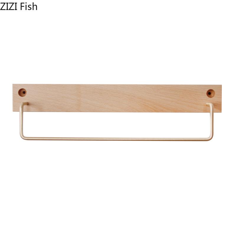 Household Brass Hook Coat Stand Bathroom Accessories Towel Rack Simple Beech Hanger Room Backdrop Walnut Wood Hanging Decoration