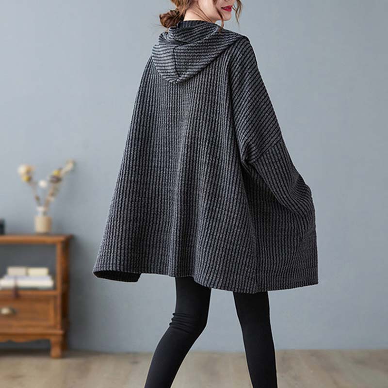Sweaters Coat Cardigan for Women Autumn Winter Large Size Vintage Loose Long Sleeve Knit Cardigan Hooded Sweaters Jacket