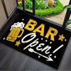 "Bar Open" Beer Theme Doormat, Non-Slip Indoor Outdoor Rug for Hallway Living Room Kitchen Patio Cafe Bar Christmas Decor