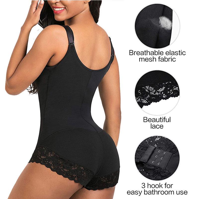 European Lace Zipper Bodysuit: Rubber Chest Binding, Abdomen Tightening, Hip-Lifting, Body-Shaping Lingerie for Women