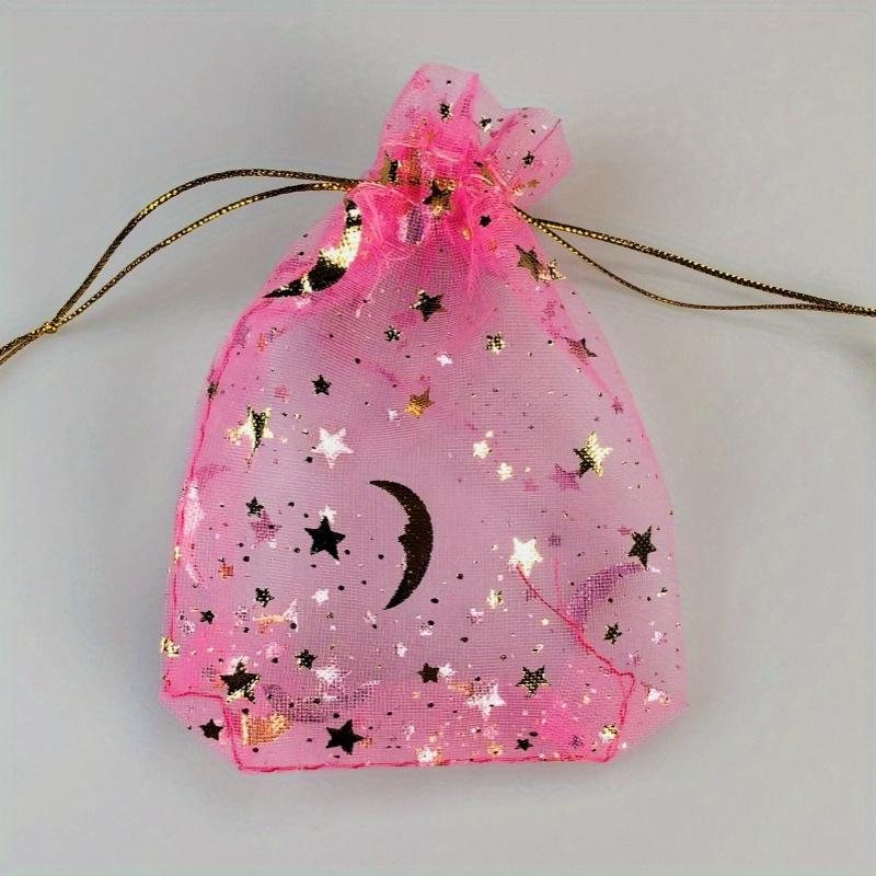 100Pcs Stars & Moon Design Organza Sheer Gauze Element Jewelry Bags Tulle Fabric Wedding Gift Bags Sachet OrganzaGift Bag