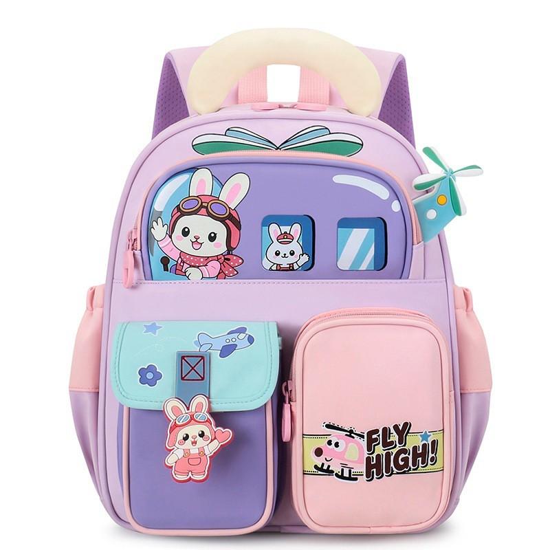 Kids Backpack Preschool Kindergarten Lightweight Dual-Shoulder Bag With Air-Padded Straps Breathable Nylon Cute Cartoon