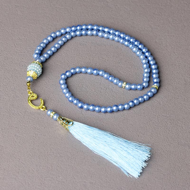 6Mm 99Pcs Glass Pearls Tassel Turkish Style Muslim Rosary Islamic Meditation Yoga Prayer Beads Necklace For Women Jewelry