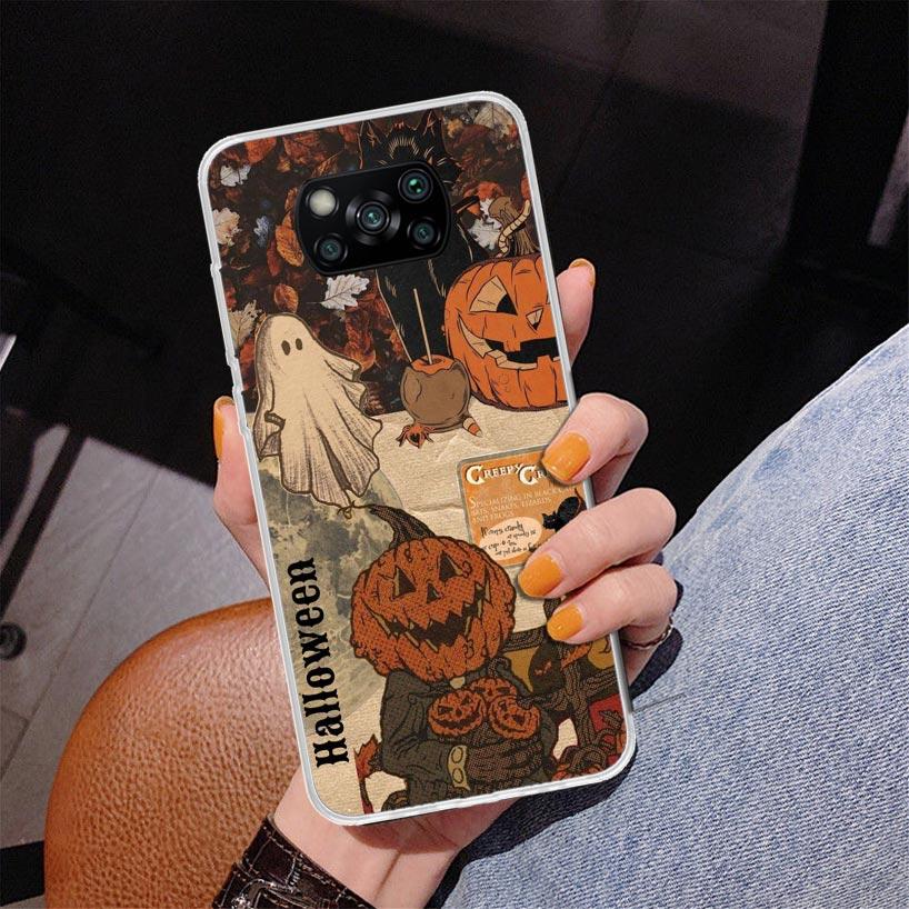 October Fall Halloween Spooky Pumpkin Phone Case For Xiaomi Poco X7 X6 X5 Pro F7 Ultra Redmi 15C 15 13C 13 12C 12 10 10A 10C 9 9