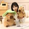 Flower Hat Capybara Soft Guinea Pig Carrying Backpack Doll Stuffed Comfort Pillow Kawaii Room Decor Birthday Gifts