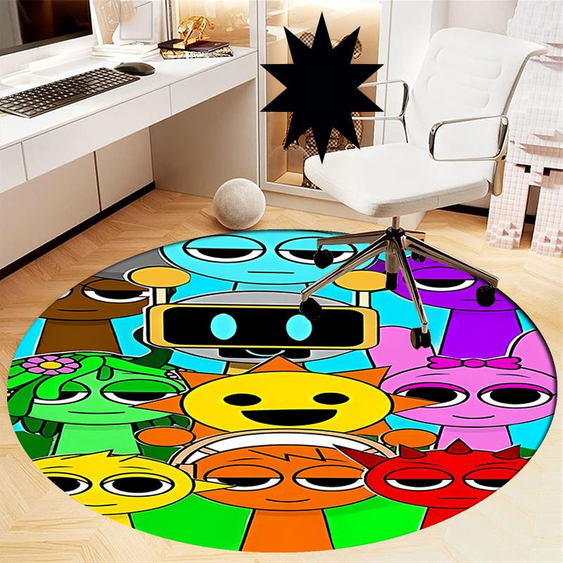 Sprunki Printed Round Rug Carpet Chair Rug Area Rug Entryway Doormats,for Office Chair Living Room Bedroom Kitchen Room.