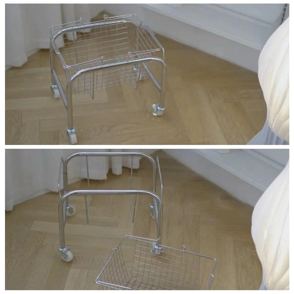 Large Capacity Mobile Trolley Storage Rack Convenient Book Shelf Home Snack Storage Basket Bedroom