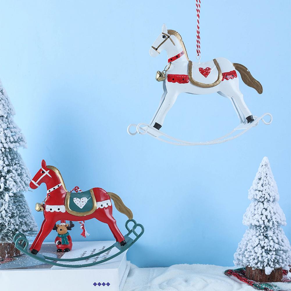 Eye-catching Tree Ornaments Christmas Ornaments Set Eye-catching Christmas Hanging Horse Figurines Iron Resin Horse for Home