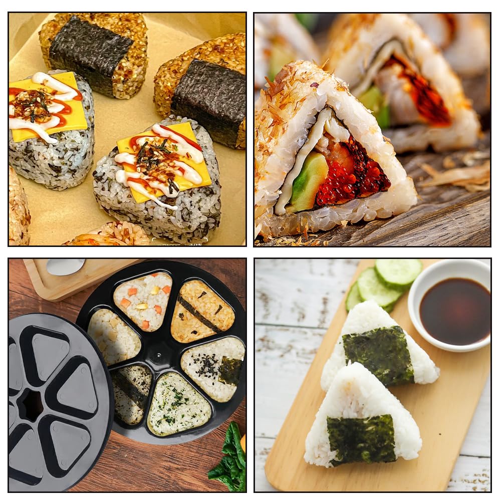 Rice Ball 6 Rice Ball Triangle Sushi Mold Rice Ball Press Mold for Triangle Rice Home Cooking Mold, Holes, Maker, Non-stick Kit, Master, Balls,