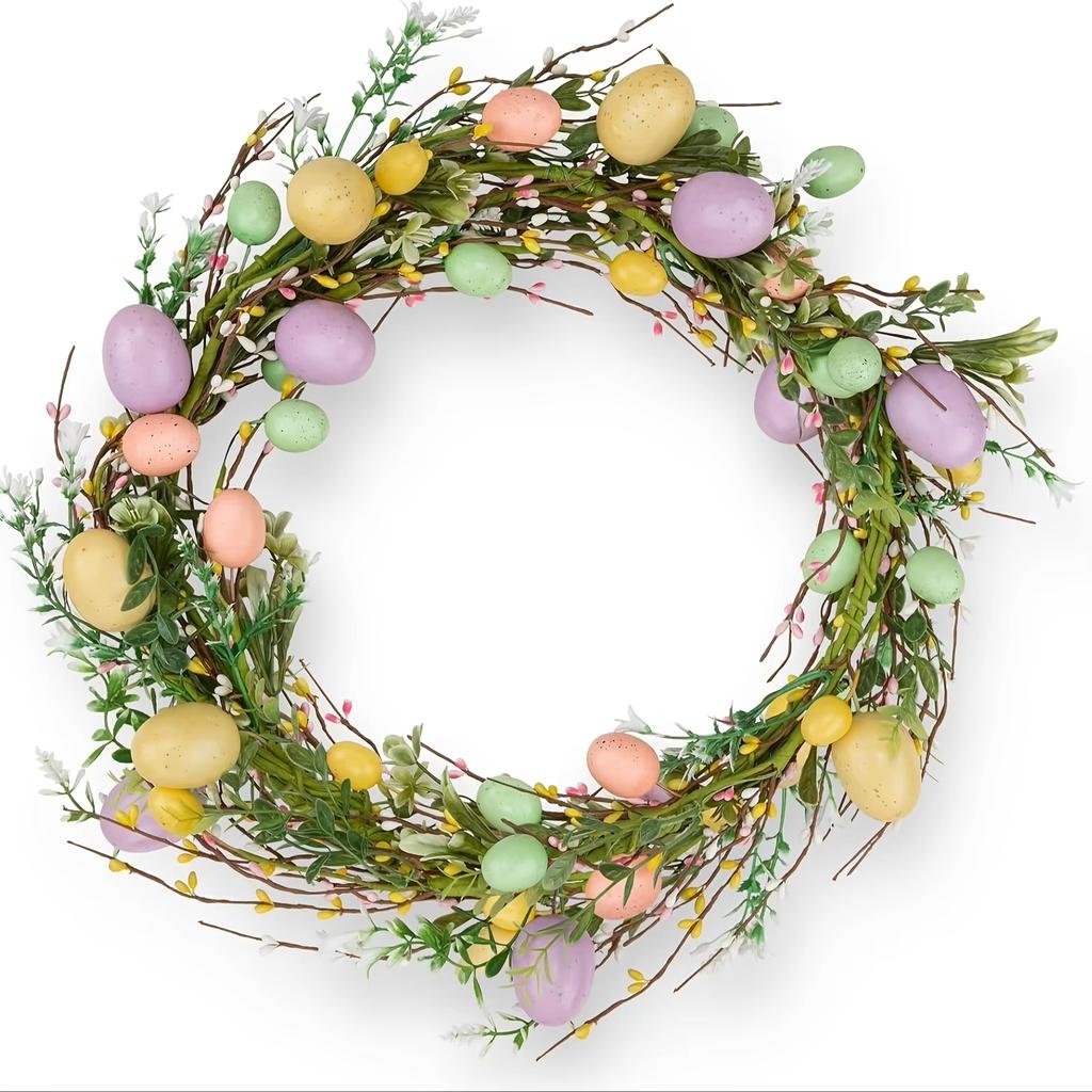Festival Garland Colorful Easter Egg Wreath Colorful Vine Decoration Decorative Holiday Hanging Ornament For Wedding Decor Door