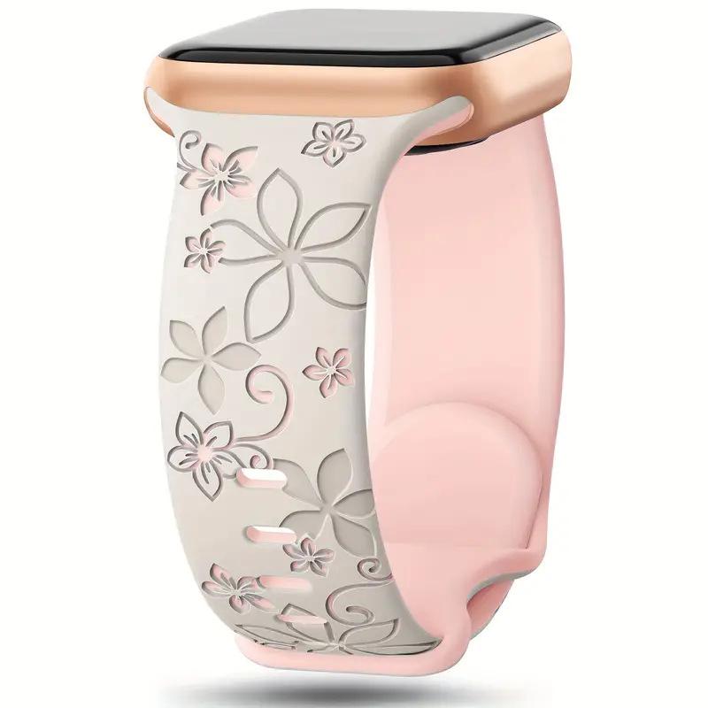Bauhinia Floral Laser-Engraved Silicone Band for Apple Watch