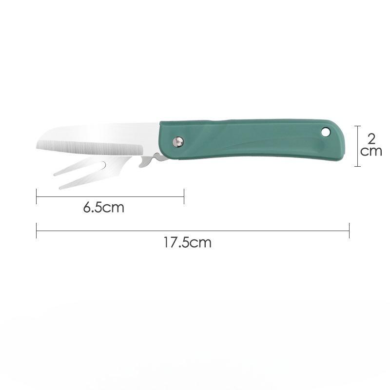 2-in-1 Foldable Fruit Knife & Peeler, Multifunctional Portable Kitchen Tool with Stainless Steel/ Ceramic Blade for Peeling