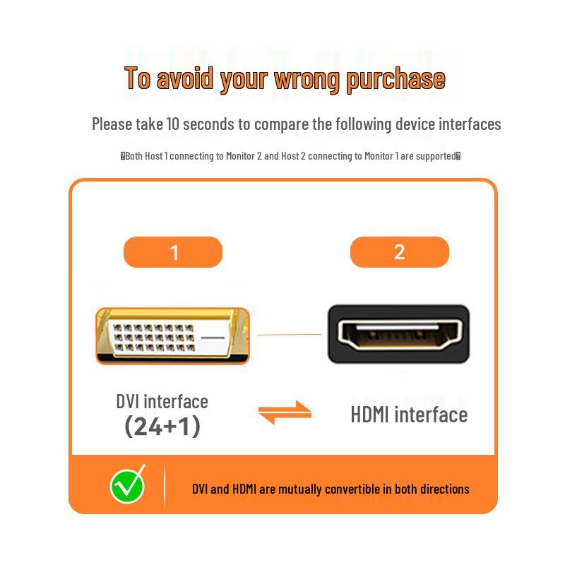 Shengwei 4K Bi-directional HDMI to DVI Converter Cable