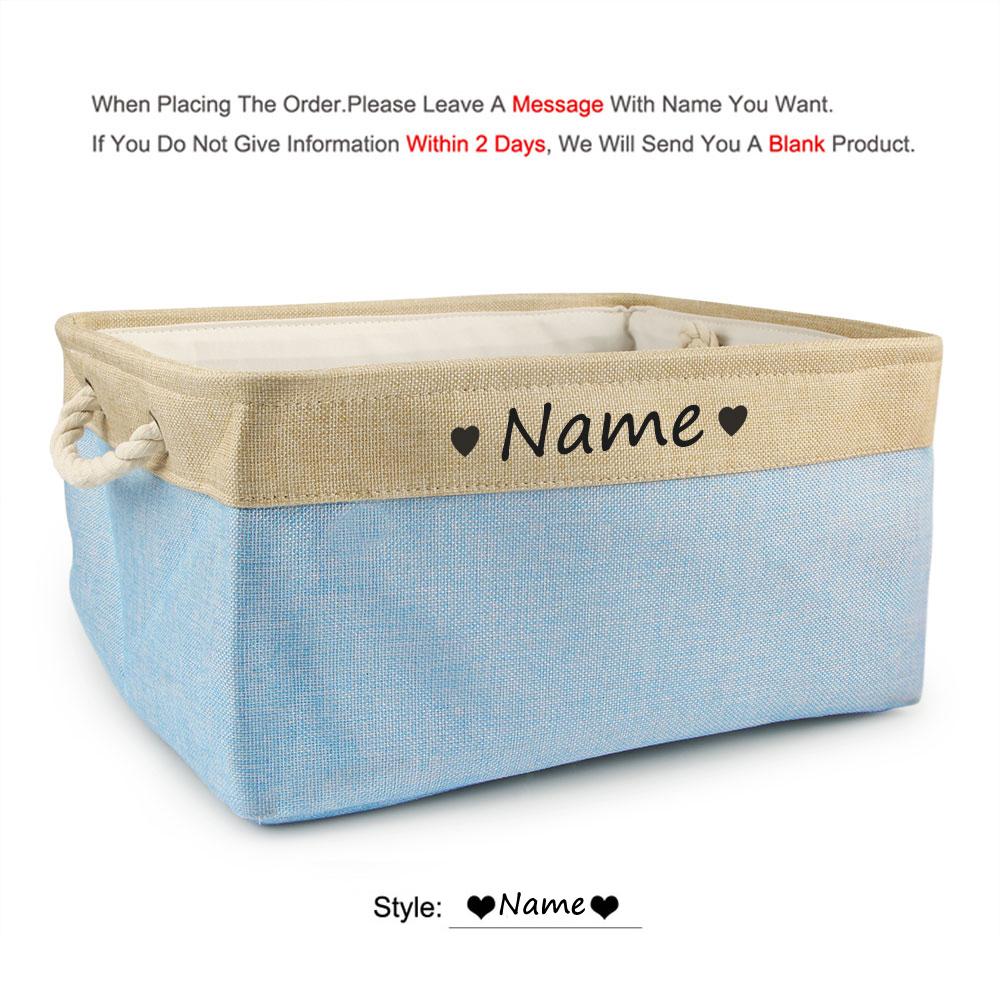 Free Custom Basket Cat Dog Toy Print Name Pet Storage Box DIY Toys Clothes Accessories Foldable Organize Customized