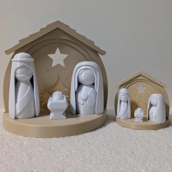 Nativity Set Figurine Lighted Jesus Nativity Scene Collection with Manger And Figures for Christmas Indoor Tabletop Decor