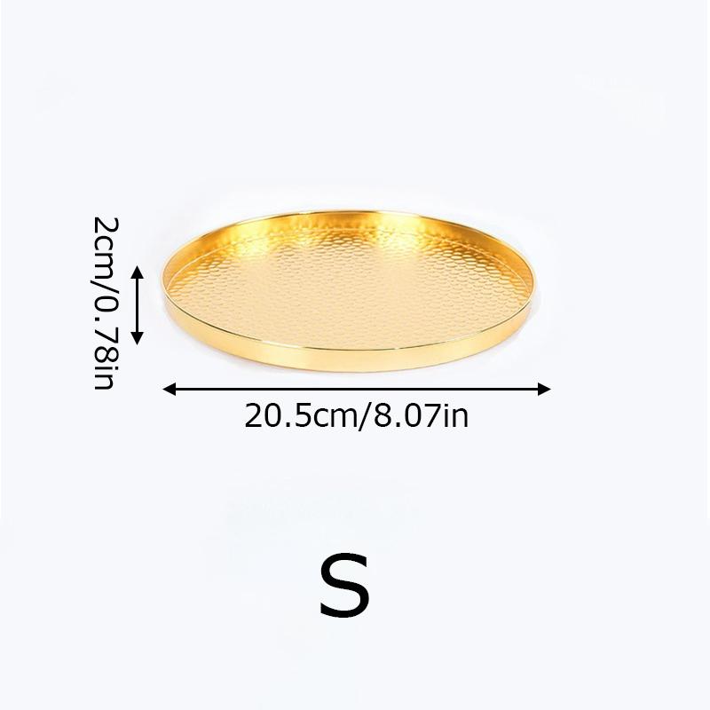 

1PC Hammered Tray High Class Iron Light Luxury Fruit Plate Household Round Scandinavian S