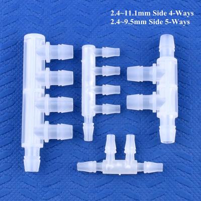 10Pcs/Lot 2.4~11.1mm PP Side 4-Ways 5-Ways Connectors Oxygen Gas Diverter Aquarium Air Pump Oxygenation Distributor Garden Watering Pagoda Hose Joint