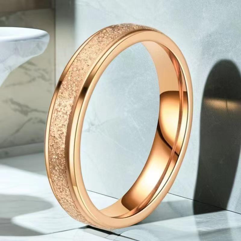 Women's Simple Fashion Frosted Titanium Steel Couple Ring