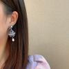 Unique Design French Bow Lantern Earrings Simulated Pearl Water Drop Personality Earrings Luxury Hollow Dangle Earrings