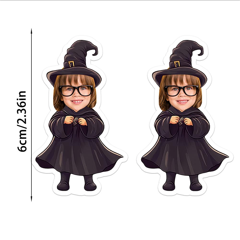 

20/40/60pcs Personalized Halloween Witch Face Photo Paper Stickers Witch Hat Design Labels Halloween Theme Party Decorations 20pcs