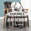 Plaid Baseball Customize Your Name Blanket Multi-purpose Personalized Blanket Warmthful Decor Versatile for Couch Nap Home Decor Chair