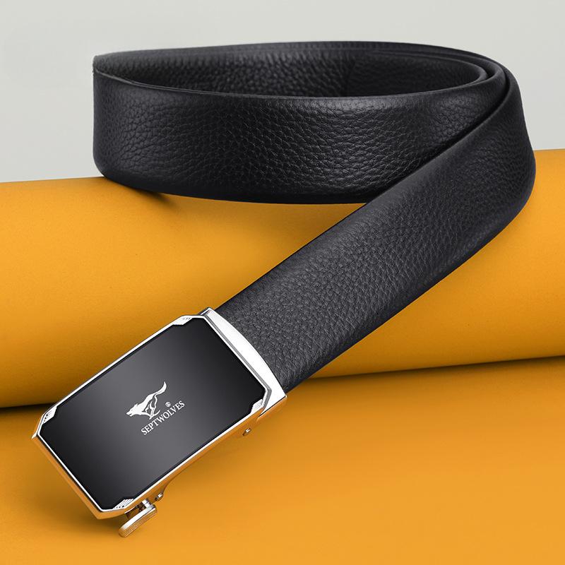 Belts for Men's Business Automatic Buckle Belt Head Layer Cowhide Belt Gift Versatile Belt