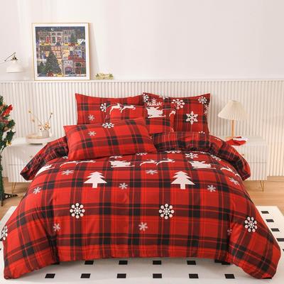 3-delige Vrolijk Kerstmis Beddengoedset Ademend Rood Dekbedovertrek King Queen Twin Eenpersoonsmaat Slaapkamer Nieuw Kerstdecoratie